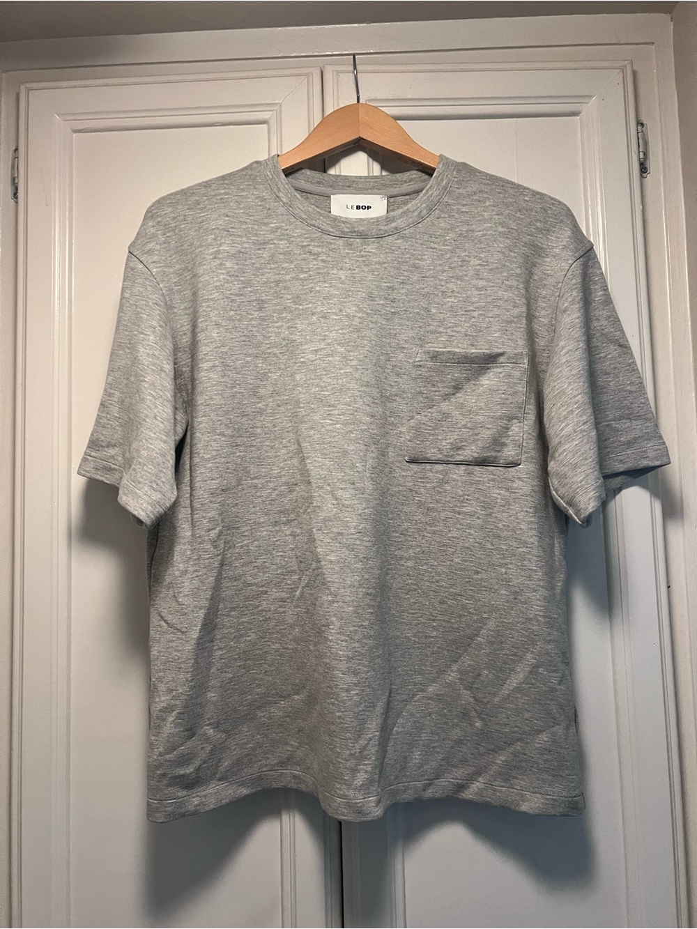 Le Bop Heather Gray Caroline Short Sleeve Heavyweight Oversized Comfy Shirt Sz M - Picture 5 of 8